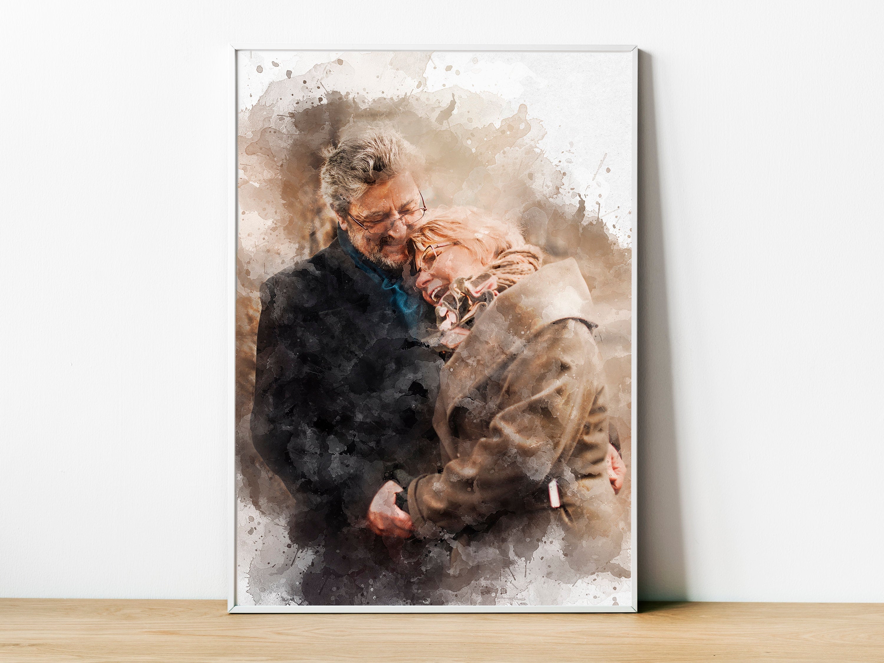 Custom Portrait From Photo, Christmas Gift For Dad, Wedding Gift, Anniversary Gift For Husband, Personalized Gift For Her, Canvas Print
