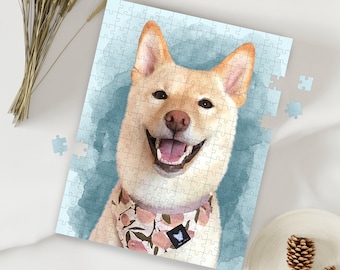 Personalized Pet Portrait Puzzle Jigsaw Photo Puzzle Gift For Husband Anniversary Gift for Wife Engagement Gift Wedding Anniversary Gift