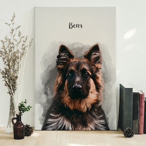 custom dog portrait on canvas featured as a home decor gift