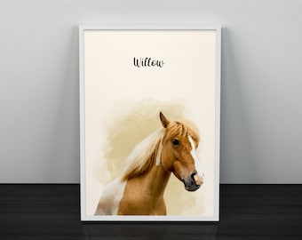 Watercolor Pet Portrait Custom Pet Portrait Personalized Dog Gift Horse Print Pet Gift For Her Christmas Gift Animal Portrait Custom