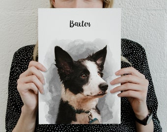 Aquarell Haustier Porträt, individuelles Haustier Porträt, individuelle Hunde Porträt, Hundemama, Hunde Erinnerungsgeschenk, Hundedruck, Tier Porträt, Weihnachtsgeschenk