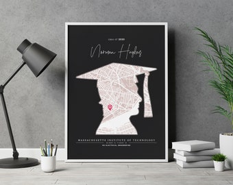 Graduation Map Print For Her, Graduation Gift For Him, University Map Print, College Map Print, Graduation Present