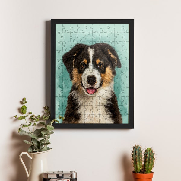 Personalized Pet Portrait Puzzle From Photo, Custom Jigsaw Puzzle, Personalized Family Gift, Dog Gift For Her, Christmas Gift For Dad