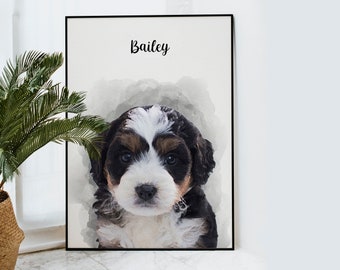 Personalized Pet Portrait, Gifts For Her/Women, Custom Dog Portrait, Christmas Gifts For Mom, Girlfriend Gift, Pet Memorial Gifts, Handmade