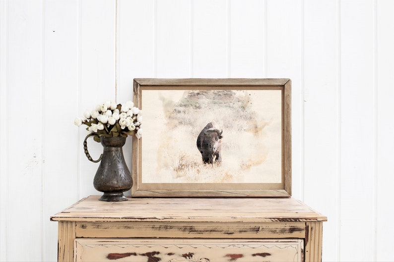 Buffalo PrintNational Park Bison Wall Art Yellowstone Home Decor Giclee Watercolor Yellowstone National Park PrintVacation Memories