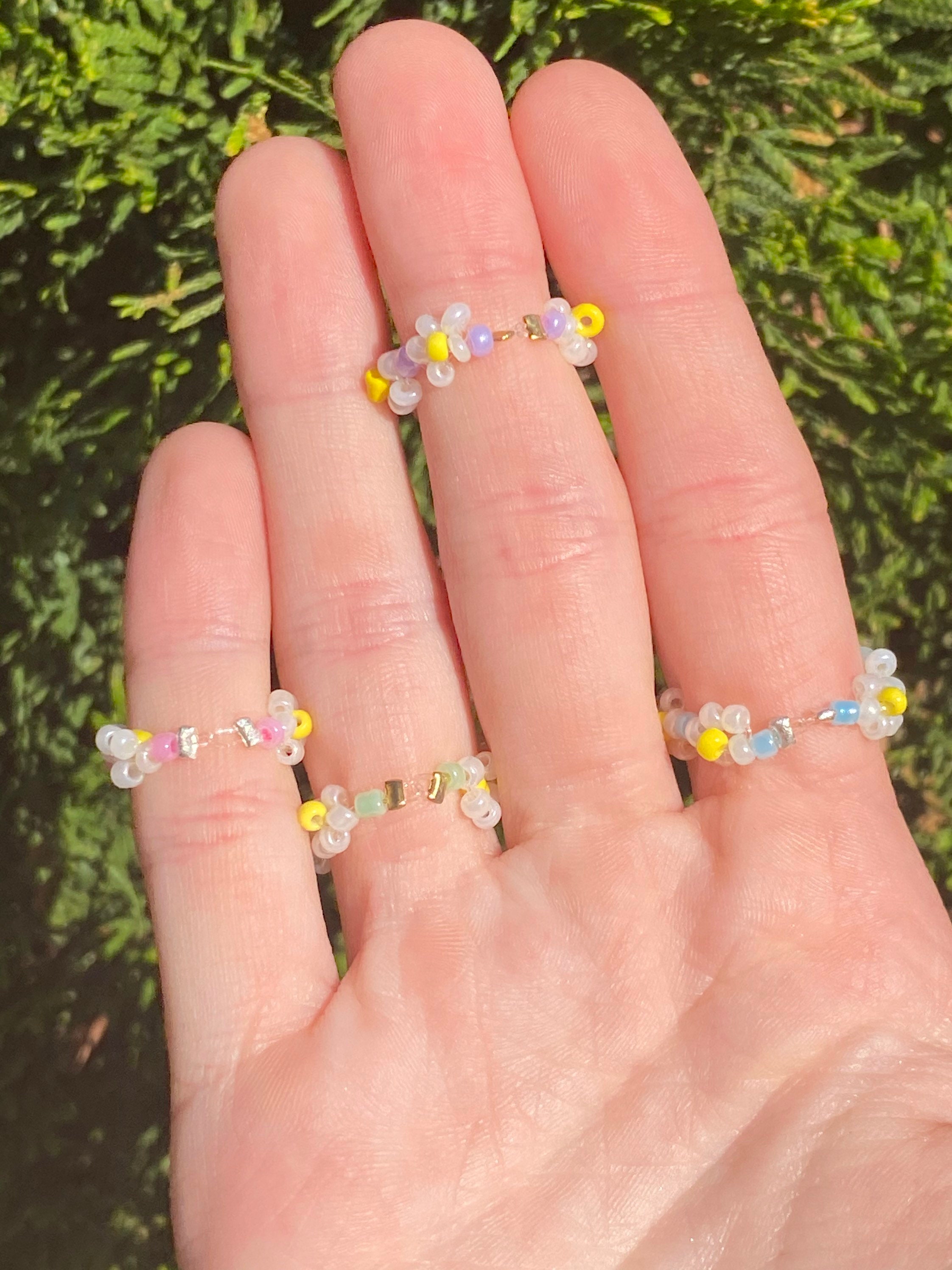 Flower beaded ring Etsy