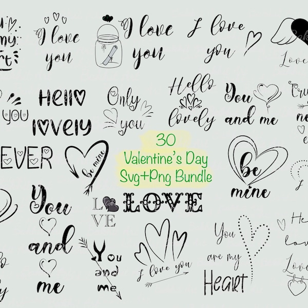 Love You Svg Bundle Romantic Saying Heart Svg Valentine’s Day Hearts Svg I Love You Svg