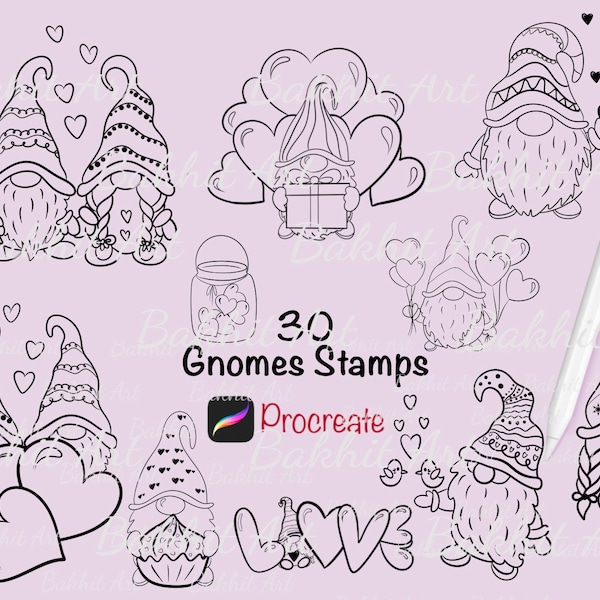 Gnome Rubber Stamp Etsy