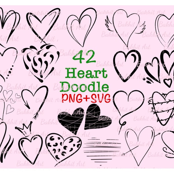 Hand Drown Heart Svg Bundle Heart Outline Svg Valentine Day svg Files For Cricut