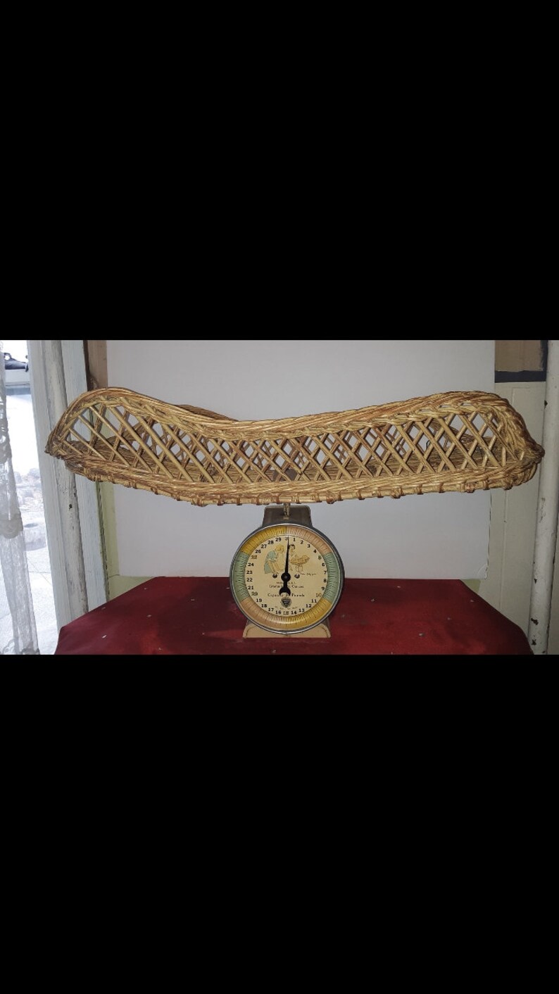 Vintage antique wicker basket baby scale circa 1930. Etsy
