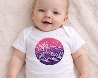 Mediterranean Baby Bodysuit: Linocut Nautical Onesie - Bar Souvenir