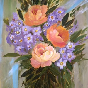 originalFlowers-Roses & Seringen - lente hedendaagse originele houten harde plank Acryl schilderij 12 * 12 inch - MDF schilderij