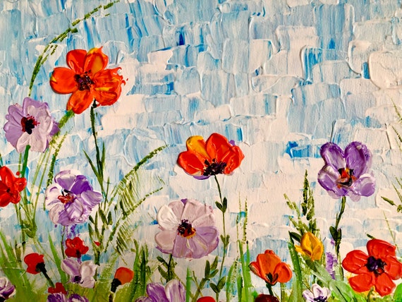Original California Wild Flowers-poppies Bloom Abstract Acrylic