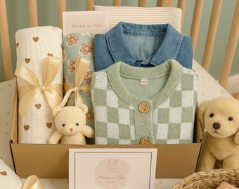 Baby Boy Gift Set | Cotton Bamboo Swaddles, Romper, Plush Toy