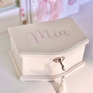 White Wooden Personalised Musical Ballerina Jewellery Box | Girls Keepsake Gift