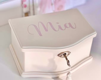 Personalised Musical Ballerina Jewellery Box | White Wooden | Girls Keepsake Gift