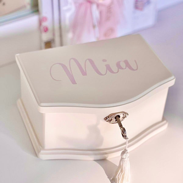 White Wooden Personalised Musical Ballerina Jewellery Box | Girls Keepsake Gift