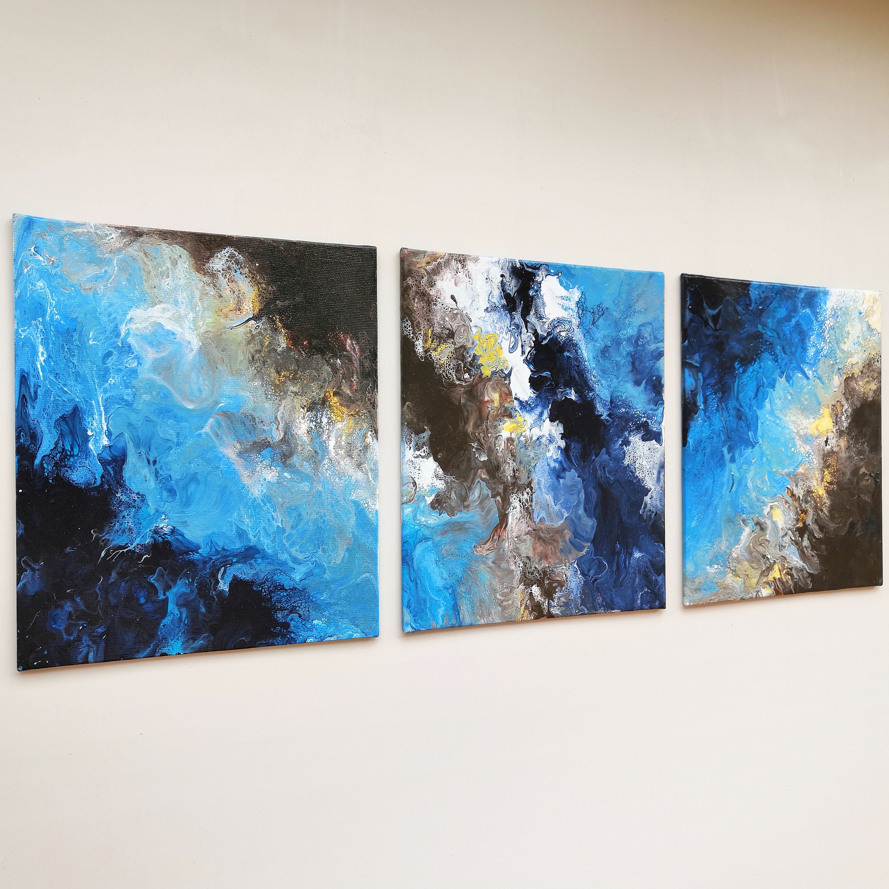 Abstract canvas art set of 3Coastal landscape abstract Etsy