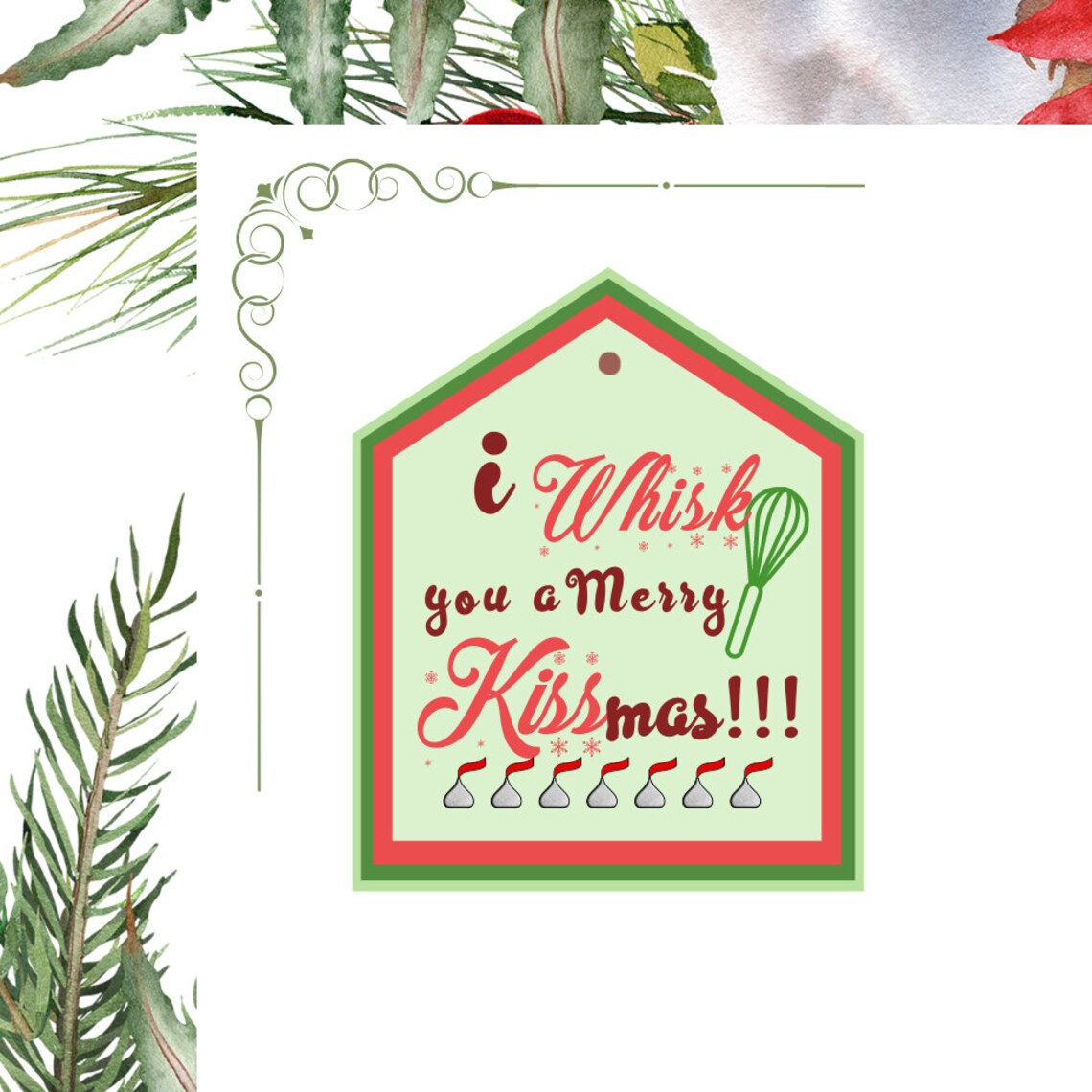 We WHISK You a Merry Kissmas Tag Christmas Gift Baking Etsy