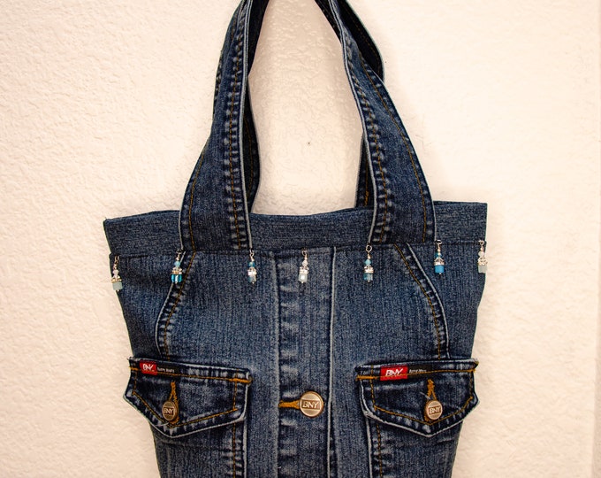 Womens Jean Tote Bag With Charms - Etsy