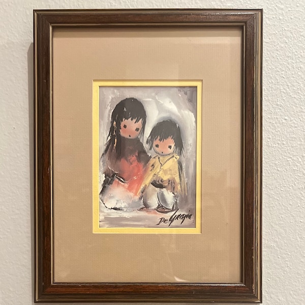 Vintage 1983 Two Little Ones Signed By Ted DeGrazia