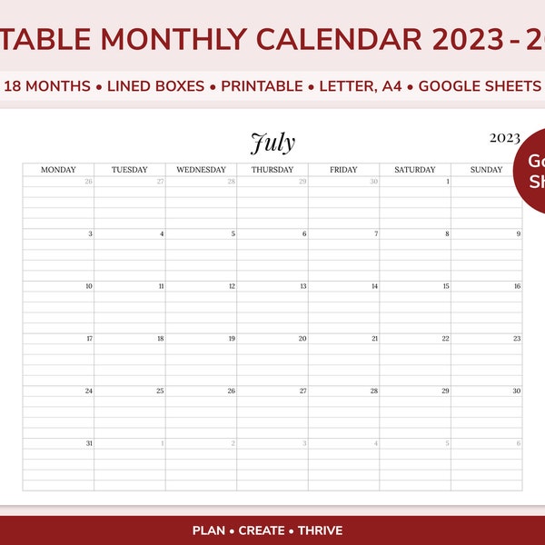 2024 Calendar Planner Monthly Calendar Template Google Sheets