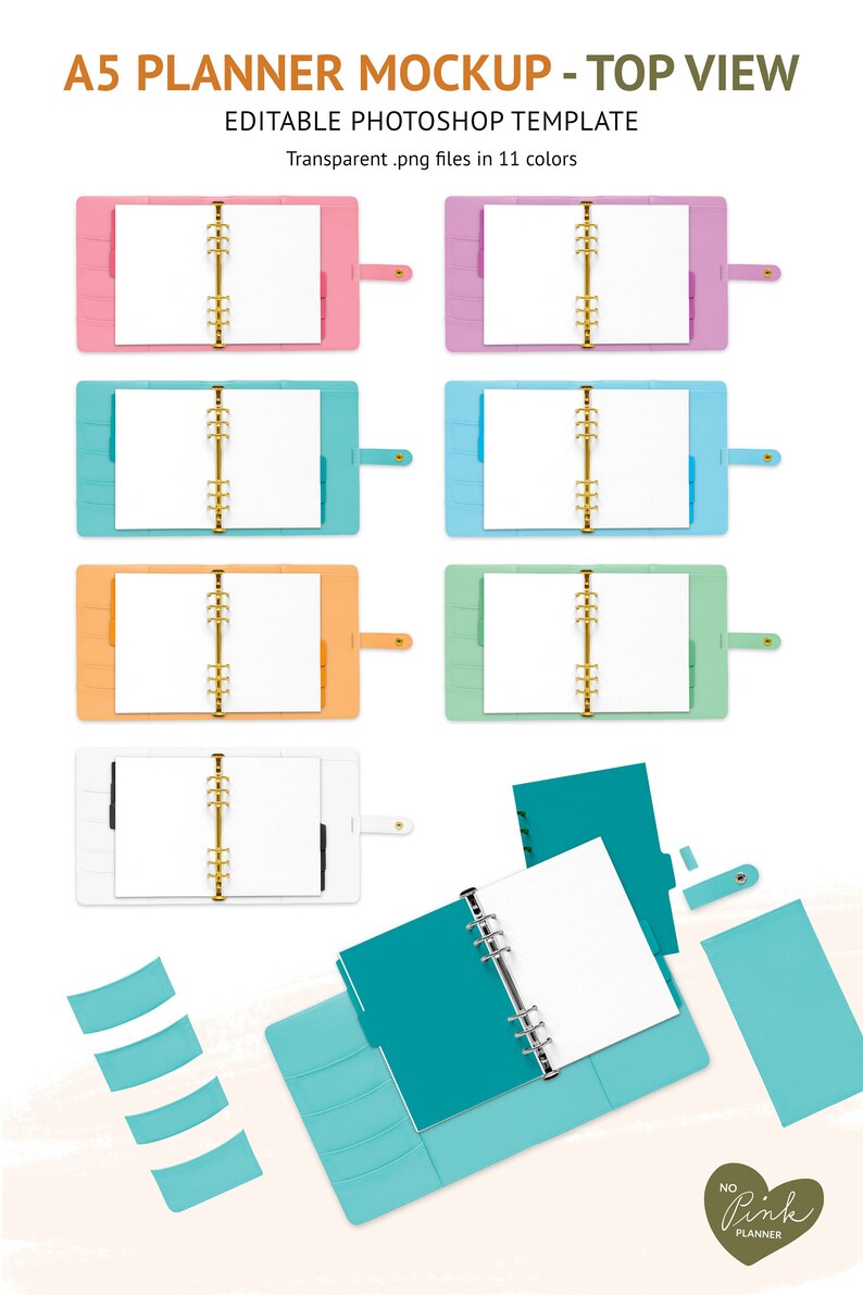 A5 Planner Mockup Top View Ring Binder Mockup Editable in Etsy UK