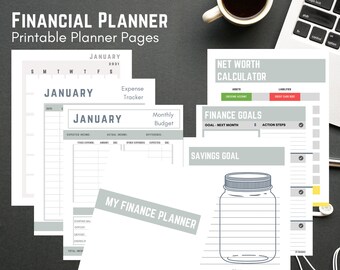Gray Printable Finance Planner Kit, Budgeting Planner, Money Planning, Finance Planner, Finance Worksheets