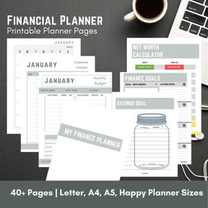 Gray Printable Finance Planner Kit, Budgeting Planner, Money Planning, Finance Planner, Finance Worksheets