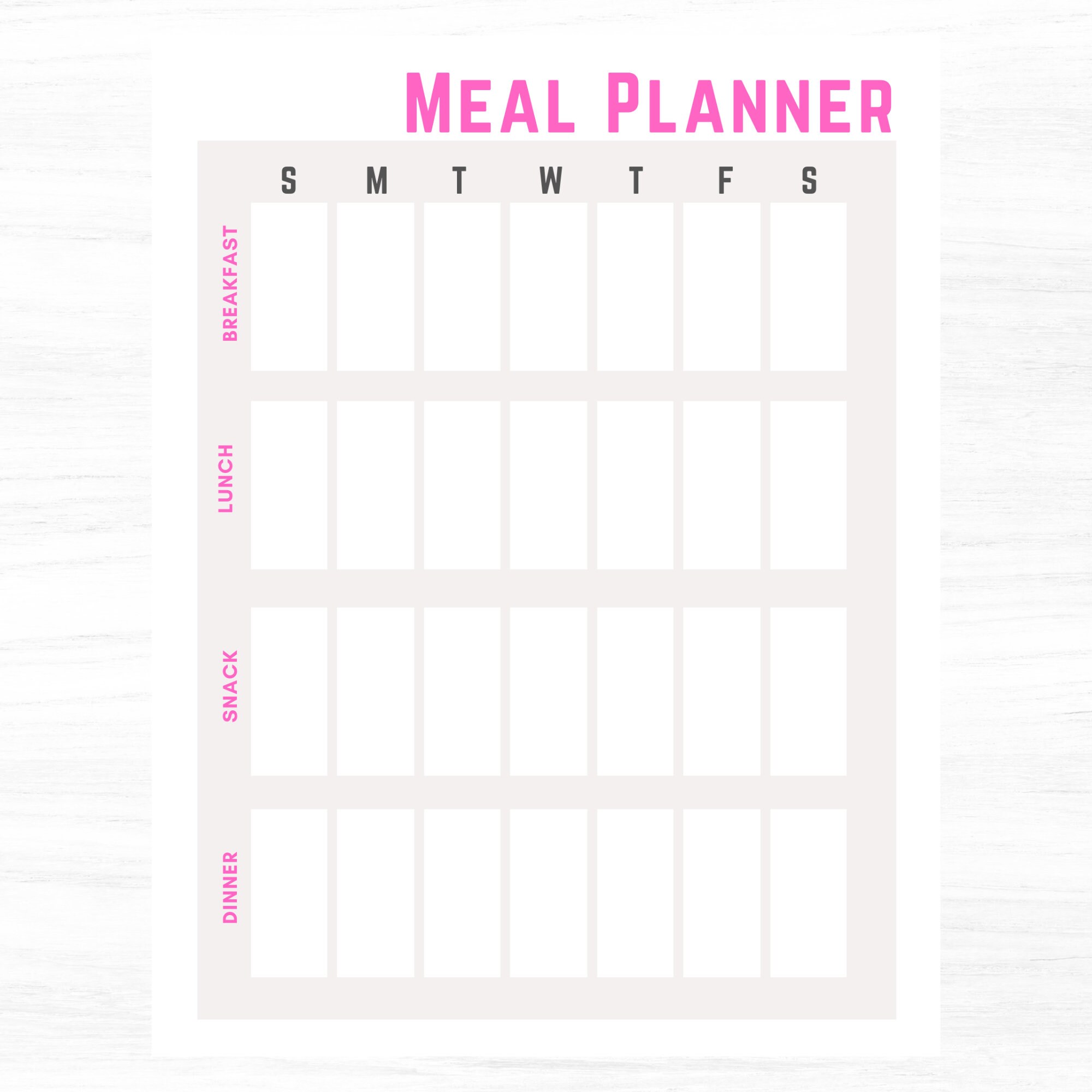Pink Meal Planner Printable With Grocery List Printable, Digital ...