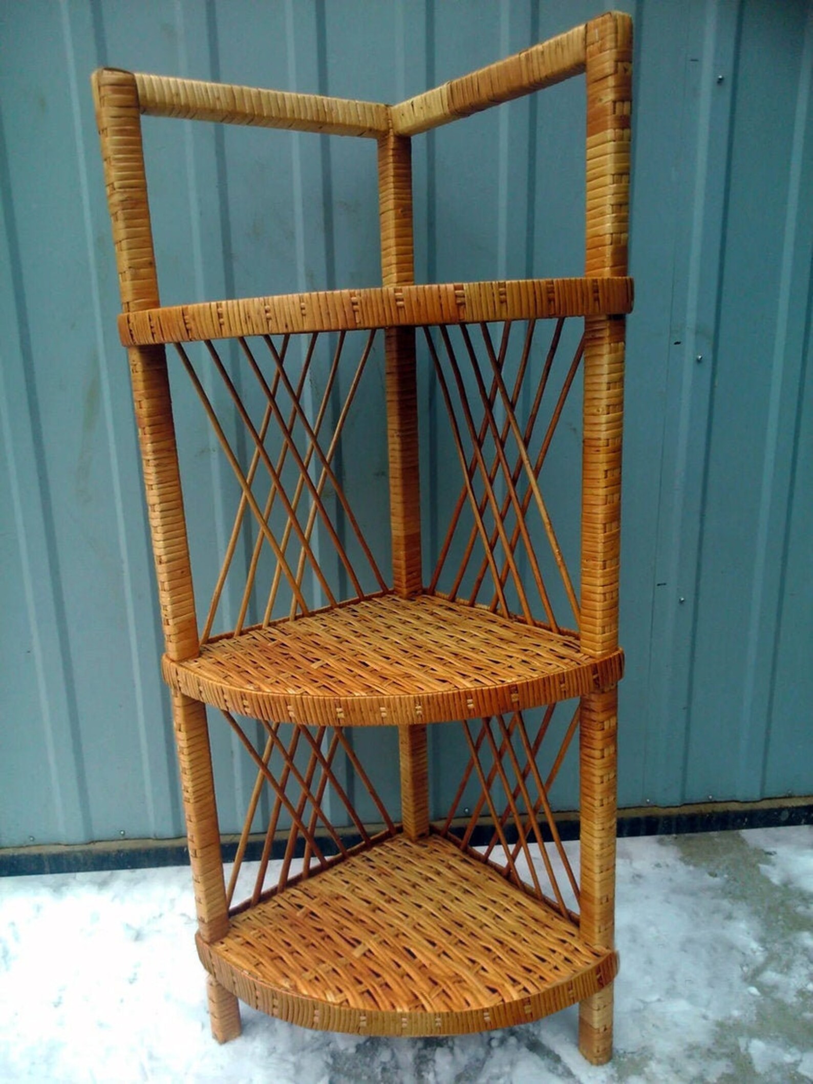 Wood shelf wicker shelving unit wicker book shelf wicker Etsy