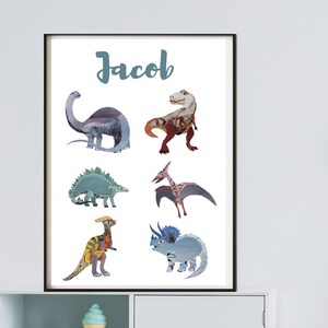 Free Personalized Dinosaur Art | Dinosaur Nursery Print | Unique Collage Artwork | Custom Dinosaur Gifts | Name Dinosaur Poster
