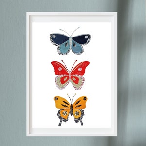 Butterfly Wall Art Poster, Colorful Print as Butterfly Gift for Her, Unique Collage Artwork