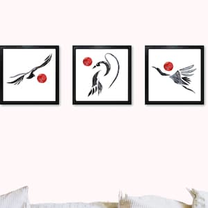 Contemporary Bird Prints, Digital Download Set of 3 Abstract Bird Artwork, Modern Home Decor, Printable Collage Art