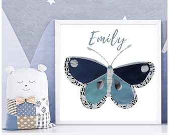 Custom Name Personalized Butterfly Wall Art, Baby Gift, Nursery Name Sign for Nursery Wall Decor from Unique Collage Wall Art