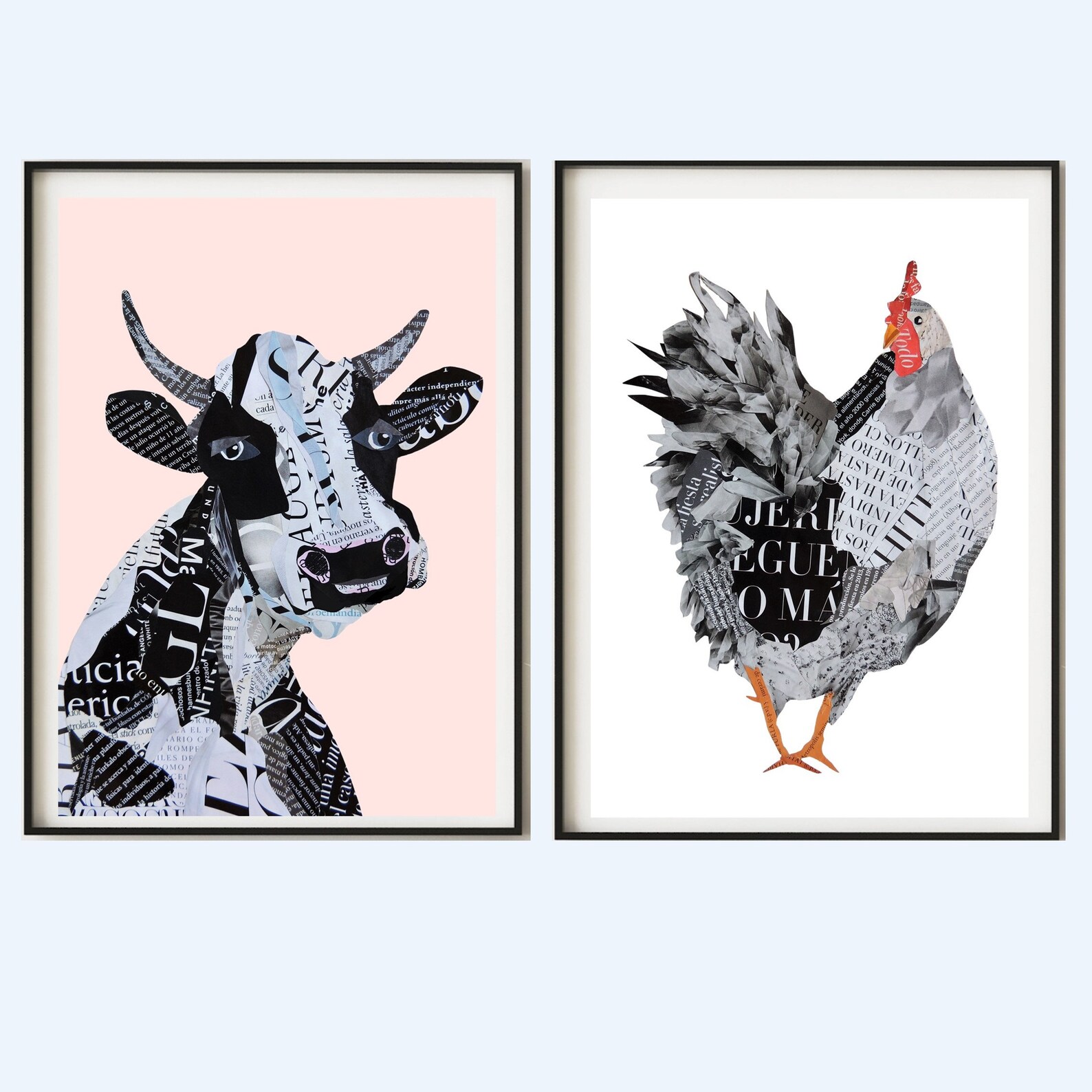 Modern Farmhouse Wall Decor From Chicken Collage Artwork Etsy