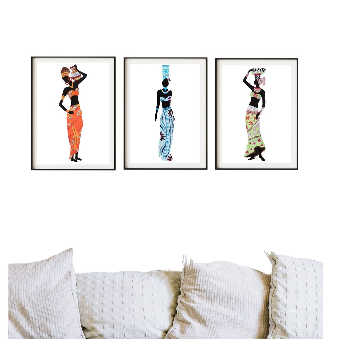 African Women Set of 3 Prints, Female Art Gallery Wall Set, Ethnic ...