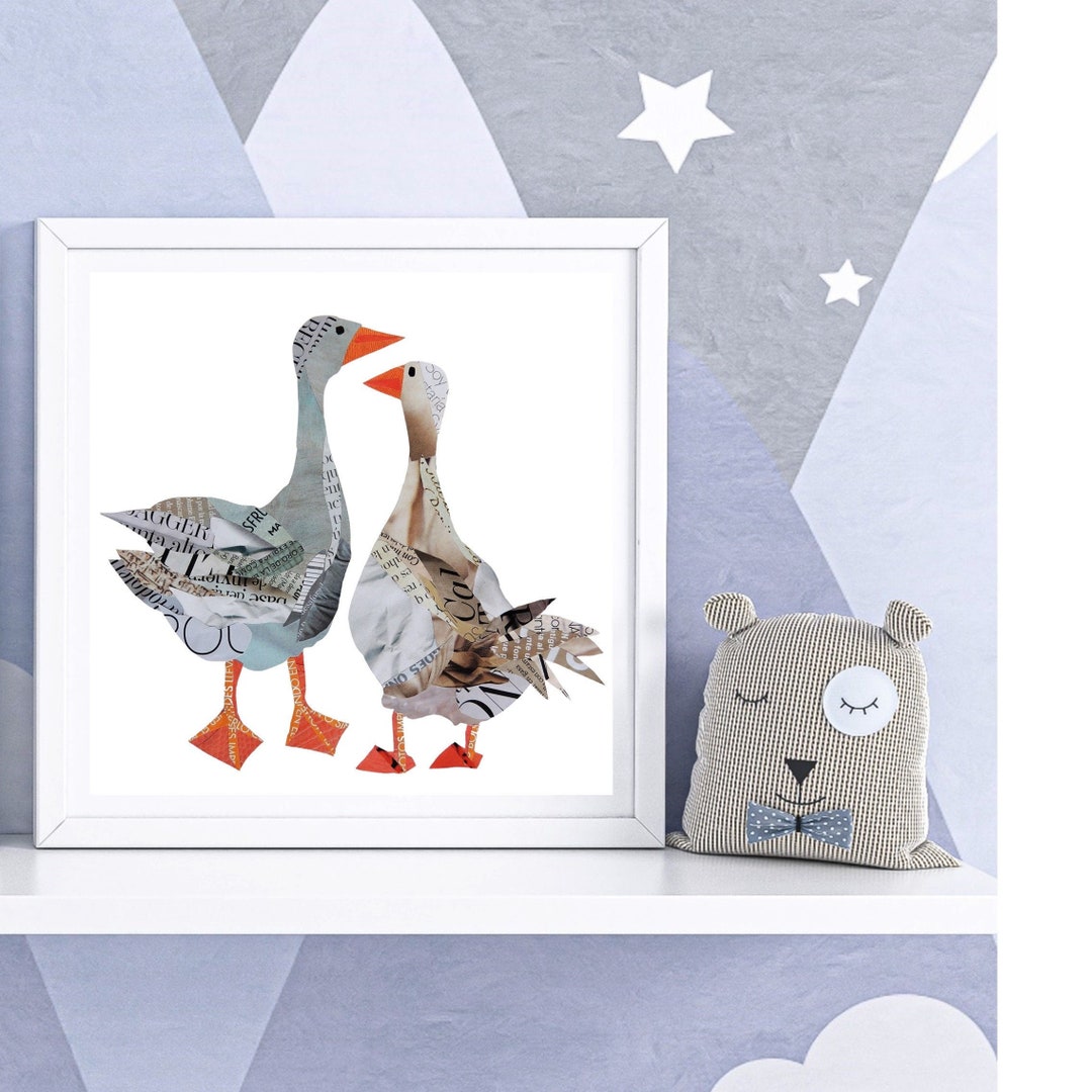 Duck Decor as Farm Animal Nursery Print, Unique Collage Wall Art for ...