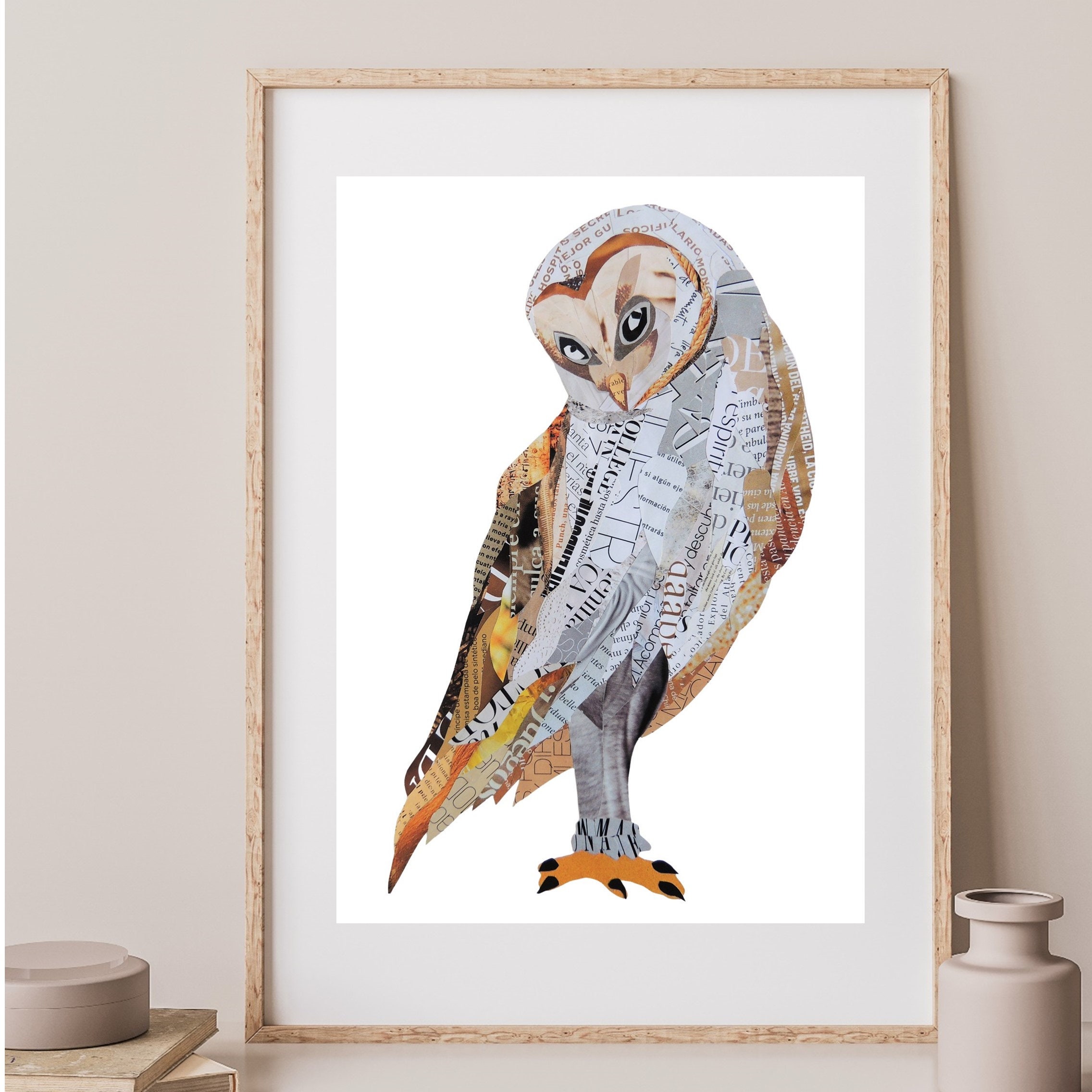 Owl Wall Art White Owl Print for Wall Home Library Decor Etsy