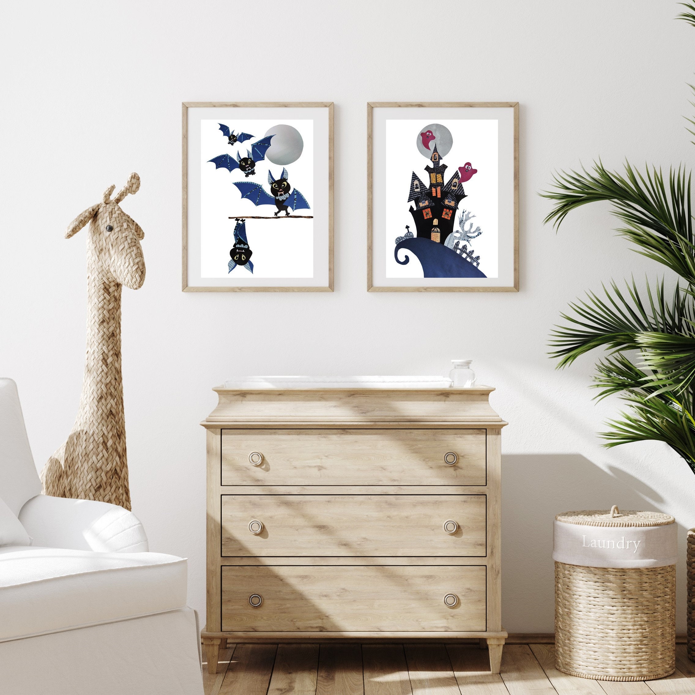 Bat Art Decor | Cute Bat Print | Cute Halloween | Collage Artwork ...