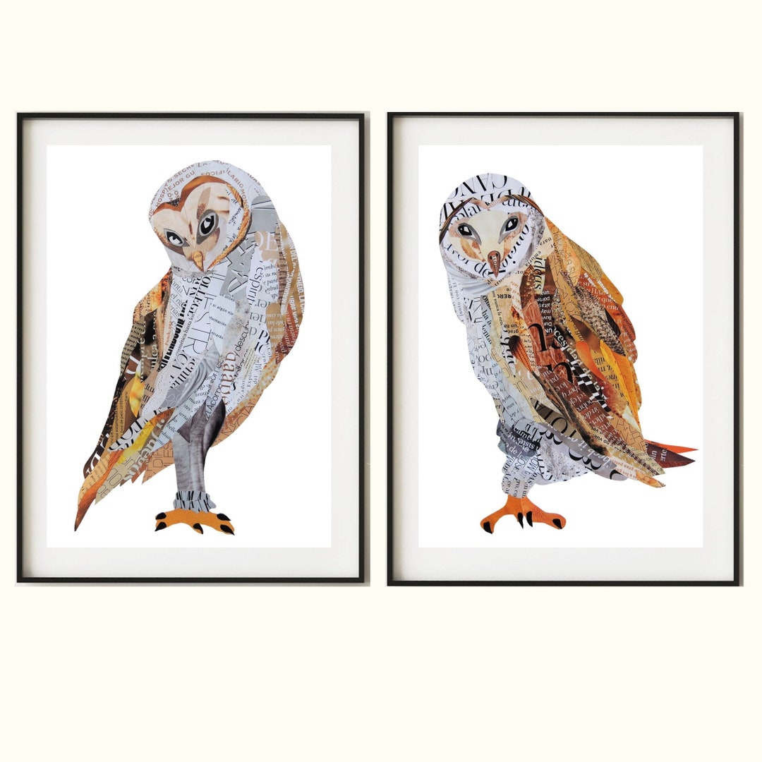 F6　ふくろう　アート作品　布の絵　コラージュ コラージュ] animalor | フクロウ | 画家 絵師 OZ-尾頭-山口佳祐
