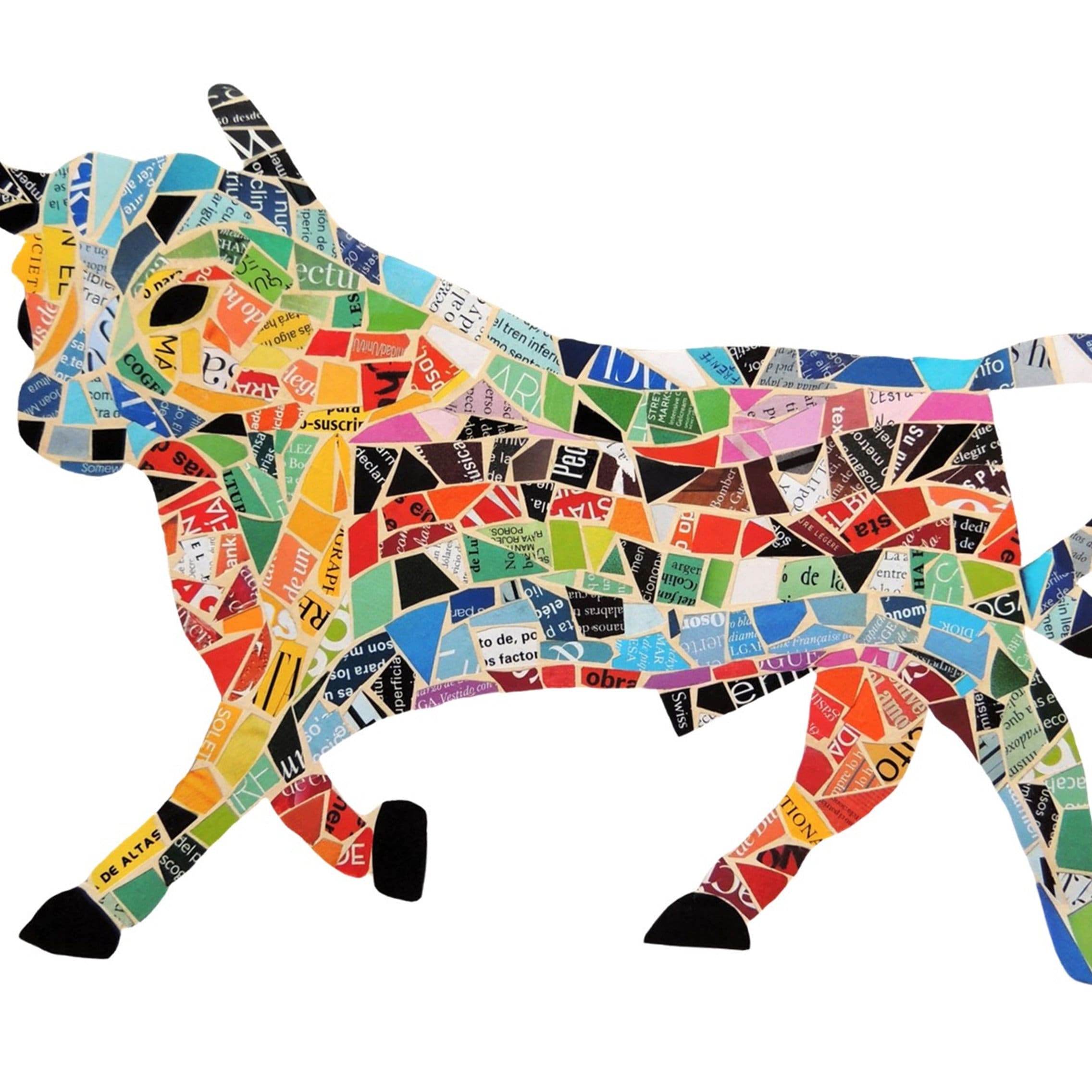Bull Art Print: Geometric Mosaic Collage, Modern Farmhouse Decor - Etsy