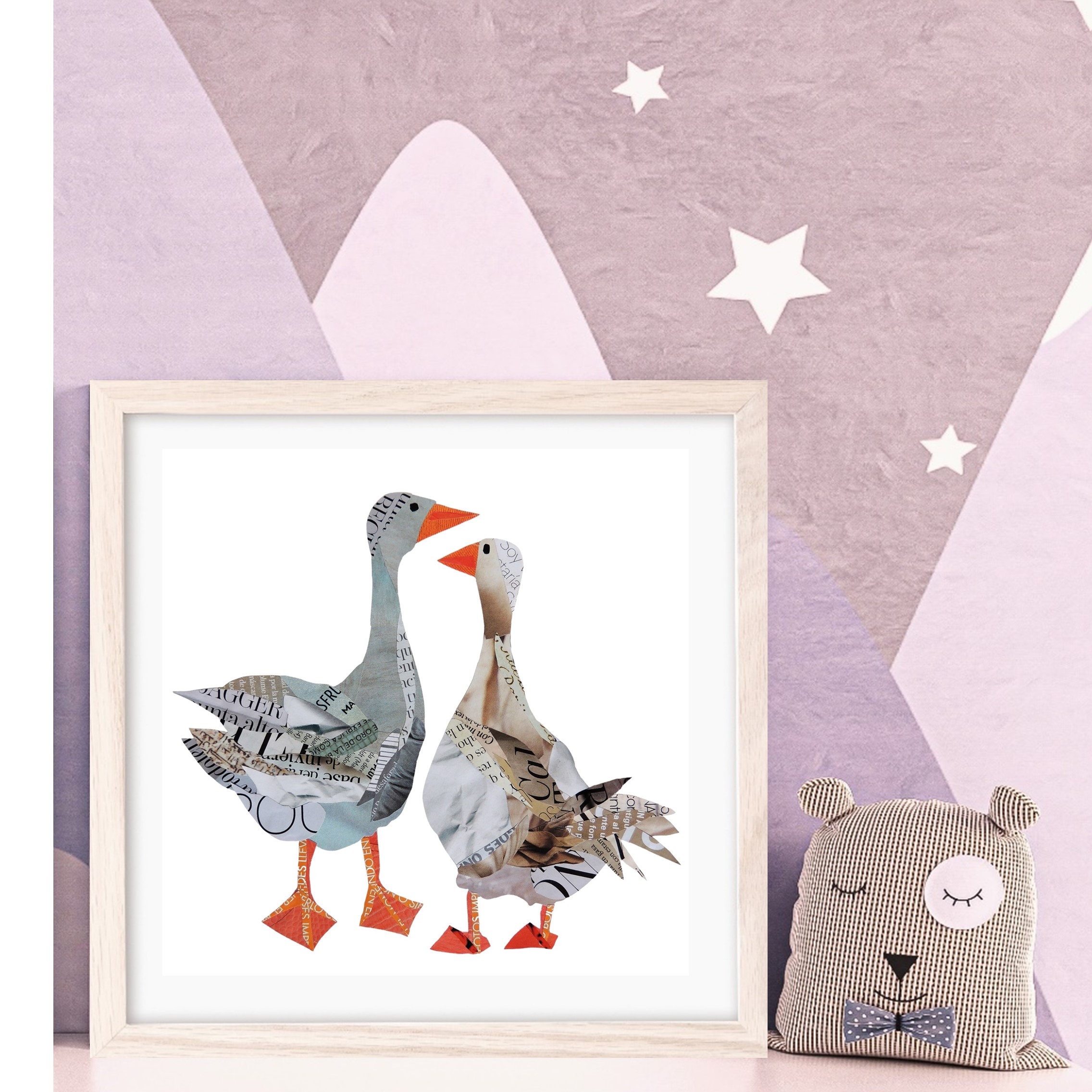 Duck Decor as Farm Animal Nursery Print, Unique Collage Wall Art for ...