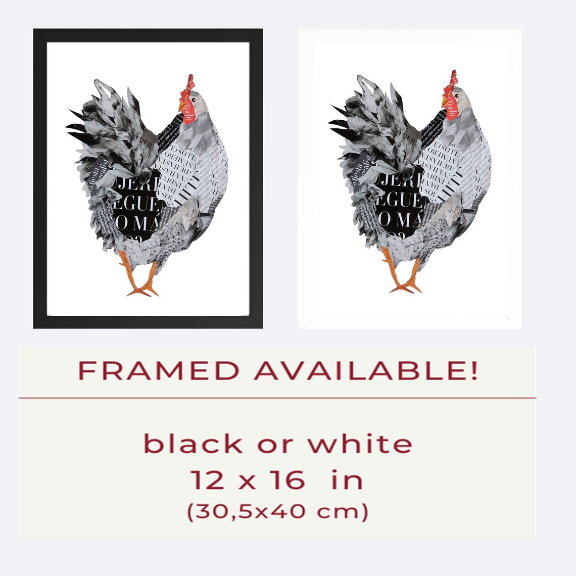 Modern Farmhouse Wall Decor From Chicken Collage Artwork Etsy