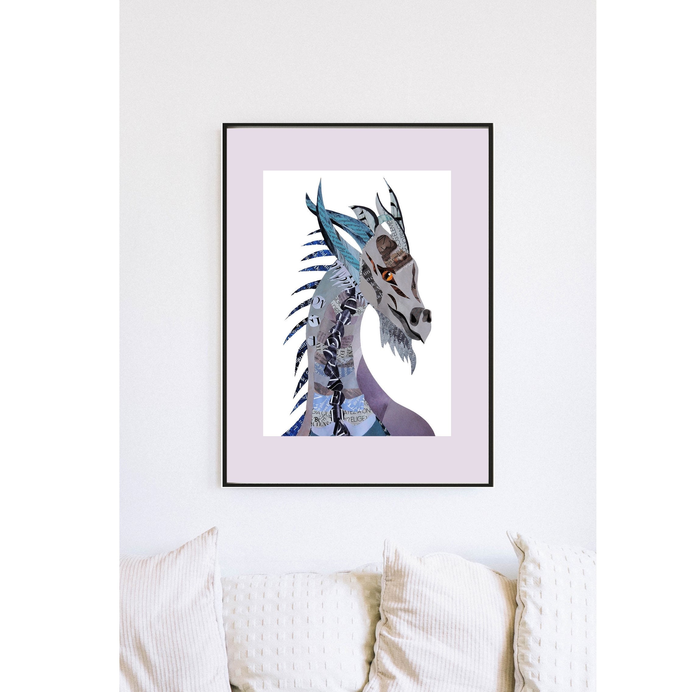 Dragon Mythological Print Dragon Decor From Original Collage - Etsy