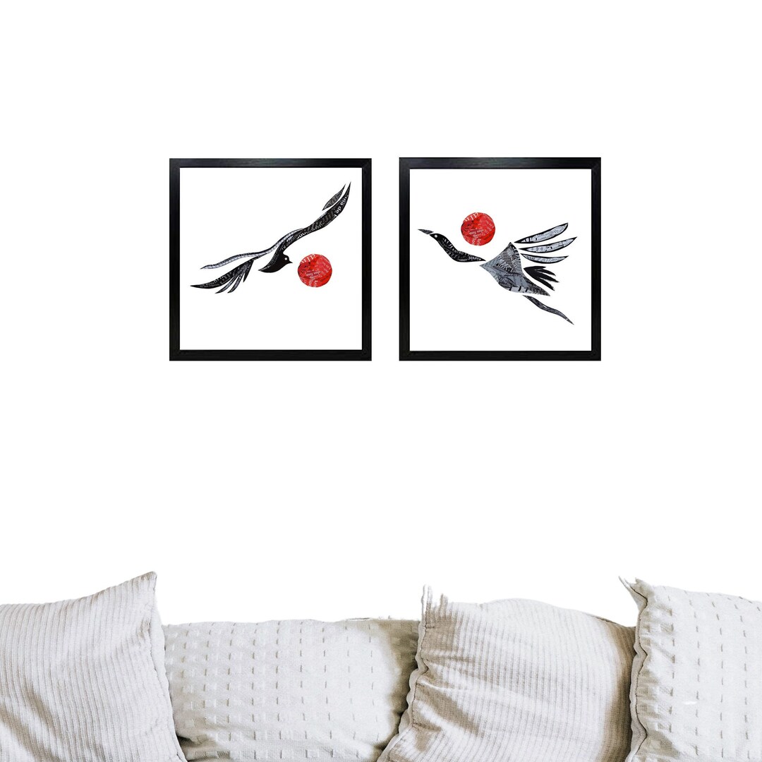 Abstract Bird Wall Art, Minimalist Bird Prints Set for a Modern Home ...