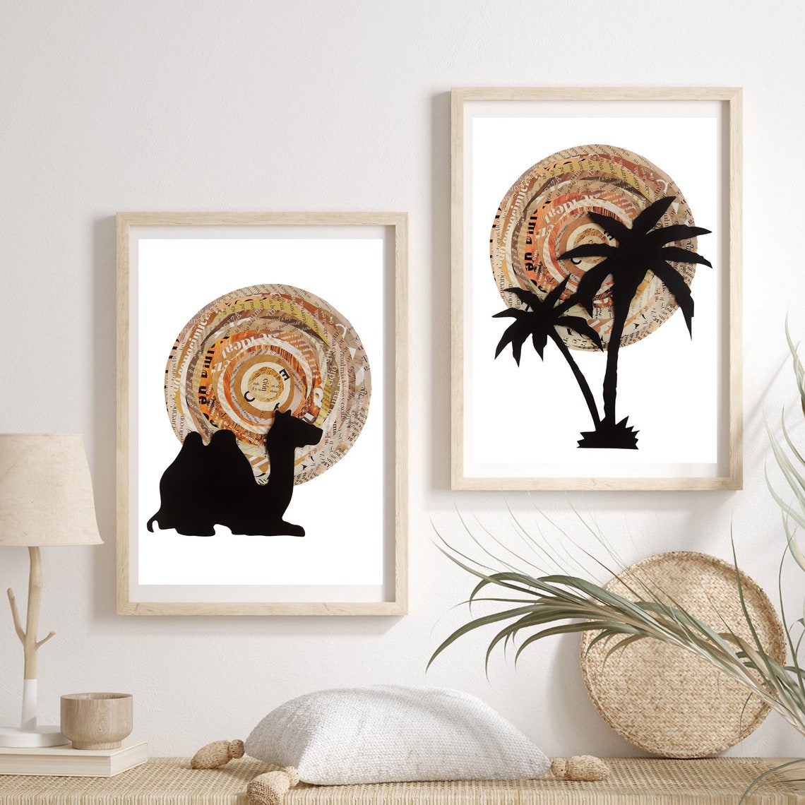 2 Desert Art Prints From Unique Collage Artwork Desert Etsy