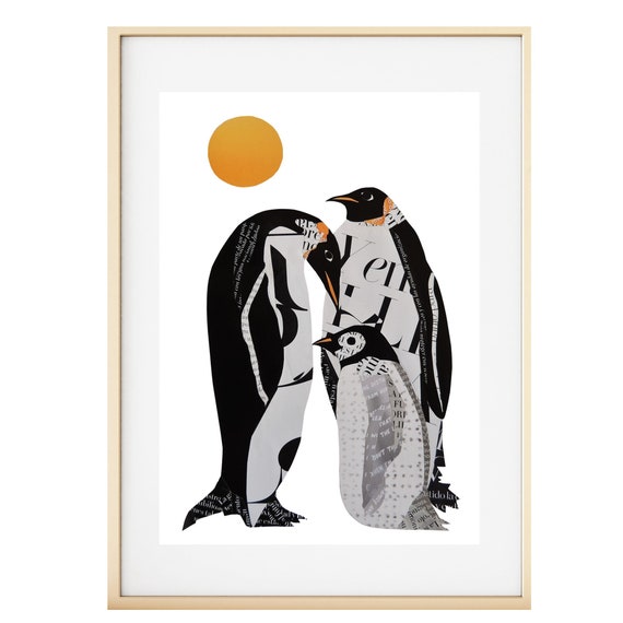 Pinguin Geschenk, Pinguin Druck, Pinguin Kunst, Familie Tier Druck,  Familien Geschenk, neues Baby Geschenk, Familie Kunst Druck, Pinguin Baby,  neutrales Kinderz…