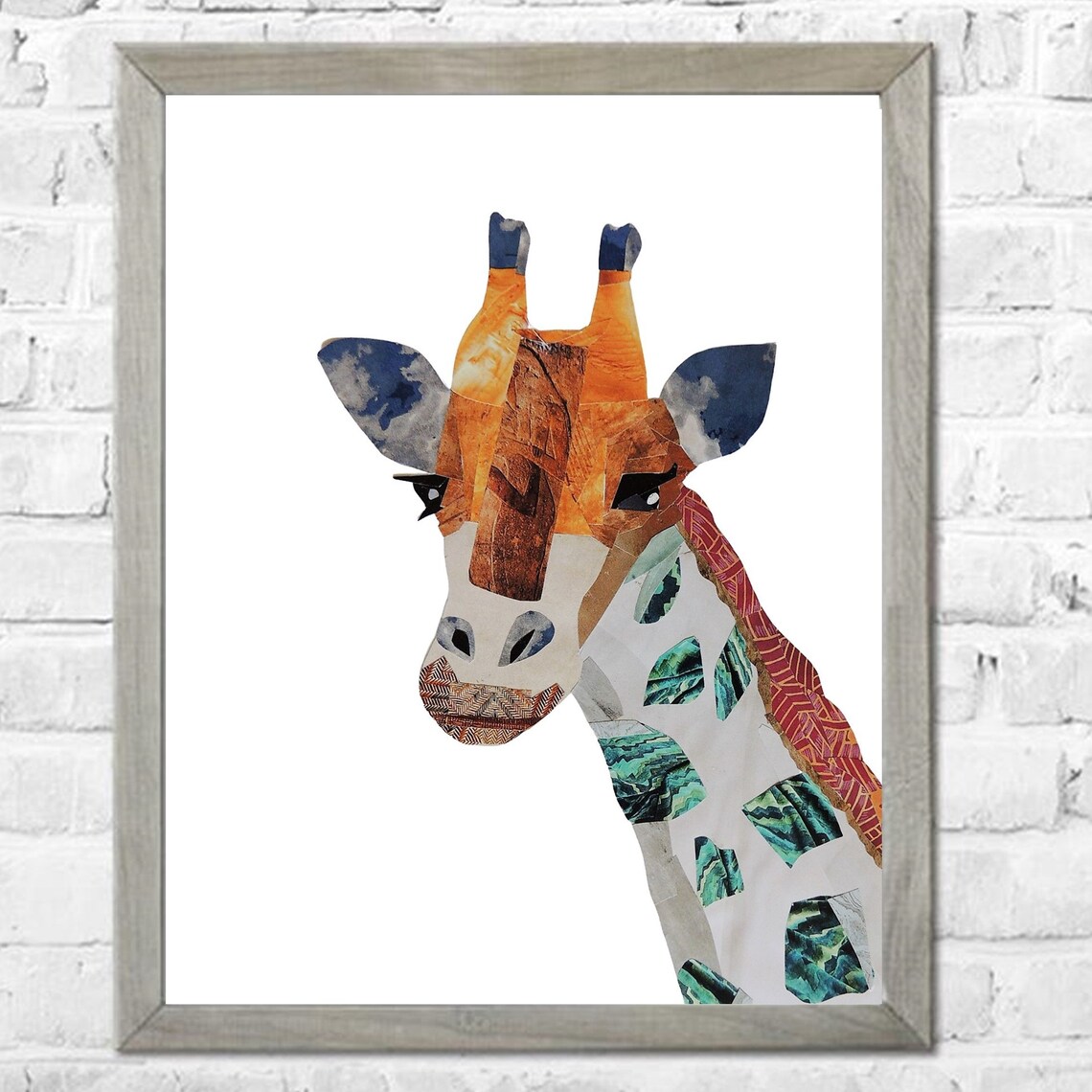 Giraffe Wall Art Print Mother and Baby Giraffe Collage - Etsy