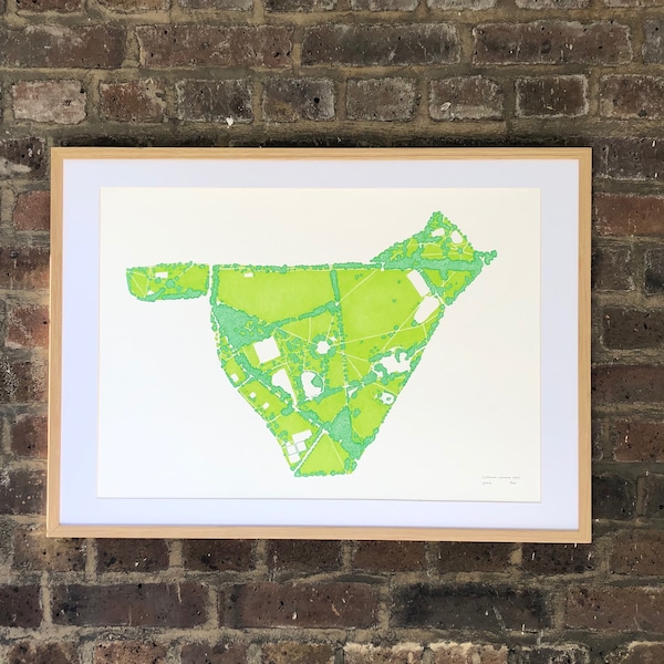 Clapham Common London Giclée Print | Clapham Common Print | London Print | Map Print | City Prints | Handmade | Sustainable Gift | Green